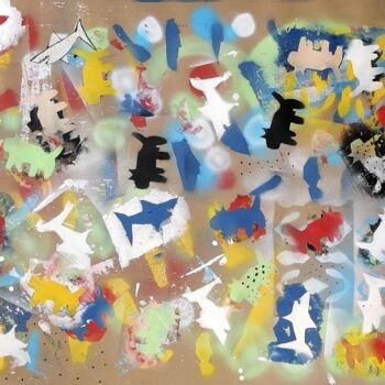 Картина под названием "Street corner #12" - Gugo, Подлинное произведение искусства, Рисунок распылителем краски