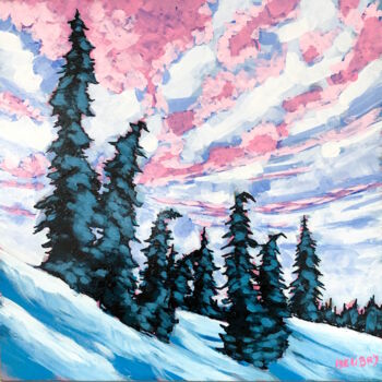 Painting titled "Frozen trees at Sey…" by Gurvan Beubry, Original Artwork, Acrylic