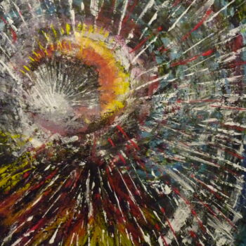 Painting titled "Space explosion" by Gurvanart, Original Artwork, Acrylic Mounted on Wood Stretcher frame