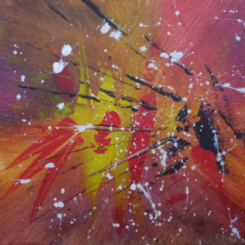 Painting titled "Yellow red" by Gurvanart, Original Artwork, Acrylic Mounted on Wood Stretcher frame