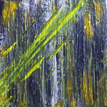 Painting titled "Yellow Flash" by Gurvanart, Original Artwork, Acrylic Mounted on Wood Stretcher frame