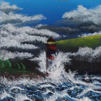 Peinture intitulée "Lighthouse 1" par Gurvanart, Œuvre d'art originale, Acrylique Monté sur Châssis en bois