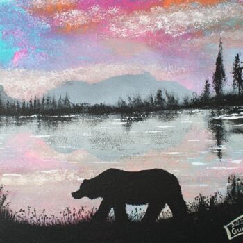 Peinture intitulée "Wild bear 3" par Gurvanart, Œuvre d'art originale, Acrylique Monté sur Châssis en bois