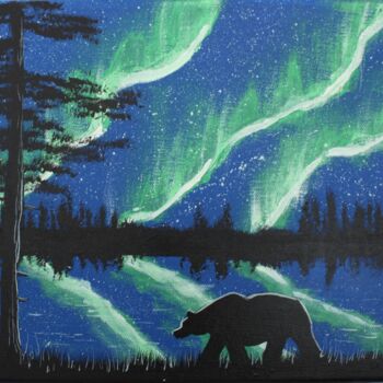 绘画 标题为“Wild bear 5” 由Gurvanart, 原创艺术品, 丙烯 安装在木质担架架上