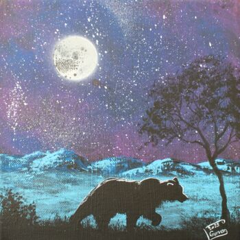 Painting titled "Wild bear 8" by Gurvanart, Original Artwork, Acrylic Mounted on Wood Stretcher frame