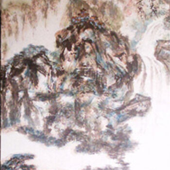Peinture intitulée "中国山水诗意画——顾绍骅自作诗题画《佛…" par Shaohua Gu, Œuvre d'art originale