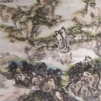 Pittura intitolato "中国山水诗意画——唐朝•王维的《鹿柴》…" da Shaohua Gu, Opera d'arte originale