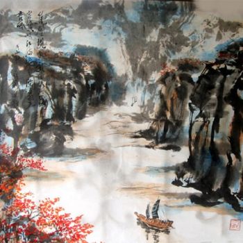 "Chinese landscape p…" başlıklı Tablo Shaohua Gu tarafından, Orijinal sanat