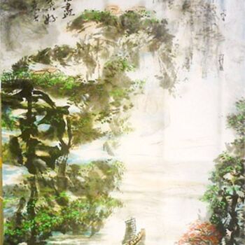 Pittura intitolato "Poetic Chinese land…" da Shaohua Gu, Opera d'arte originale