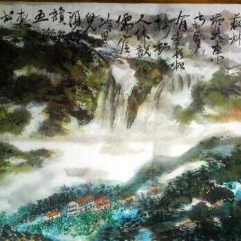 Malerei mit dem Titel "Poetic Chinese land…" von Shaohua Gu, Original-Kunstwerk, Öl