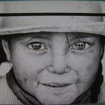 Drawing titled "niña del altiplano" by Gusstavo Quispe Limachi, Original Artwork