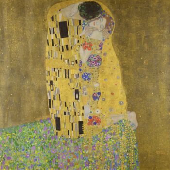 Pintura intitulada "Le baiser" por Gustav Klimt, Obras de arte originais, Óleo