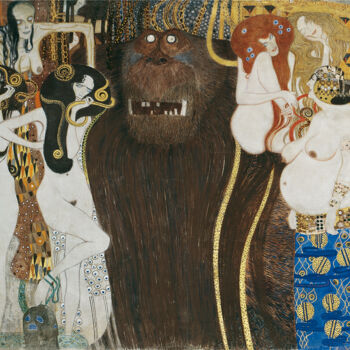 Pittura intitolato "Les Forces du Mal e…" da Gustav Klimt, Opera d'arte originale, Olio