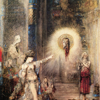 Painting titled "L'Apparition" by Gustave Moreau, Original Artwork, Oil