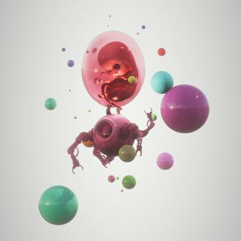 Digital Arts titled "Neonatal Nexus" by Gustavo Castillo, Original Artwork, 3D Modeling