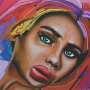 Pintura intitulada "Look of a woman wit…" por Gustavo Martinez (Grafito), Obras de arte originais, Pastel