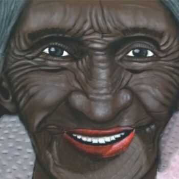 Pintura intitulada "Happy old woman" por Gustavo Martinez (Grafito), Obras de arte originais, Pastel