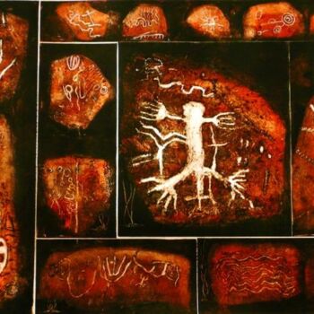 Pintura titulada "petroglifos gaville…" por Gustavo Moller, Obra de arte original
