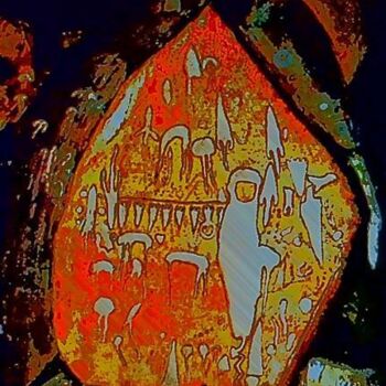 Pittura intitolato "petroglifo 1" da Gustavo Moller, Opera d'arte originale