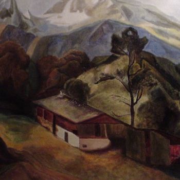 Pintura titulada "Paisaje Nevado" por Gustavo Lòpez-Cobo, Obra de arte original