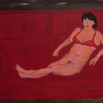 Peinture intitulée "le canapé rouge" par Geo Guthleber, Œuvre d'art originale