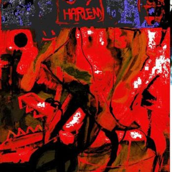 Pintura titulada "Cocodrilo en Harlem…" por Roberto Gutiérrez Currás, Obra de arte original