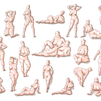 Desenho intitulada "Dancing Barefoot" por Guus Lamoen, Obras de arte originais, Outro