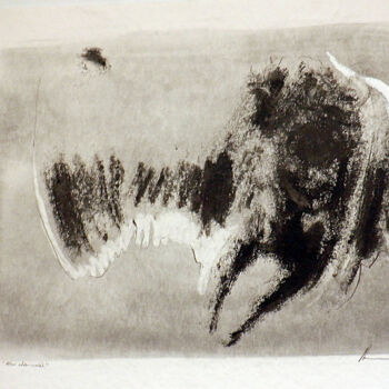 Disegno intitolato "Mon chien noir 4" da Guy Blackburn, Opera d'arte originale, Grafite