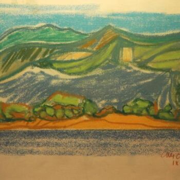Peinture intitulée "Corse - côte Est" par Guy Chaise, Œuvre d'art originale, Pastel