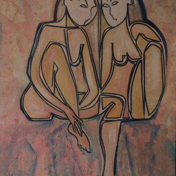 Painting titled "le mirroir" by Guy Chaise, Original Artwork, Oil