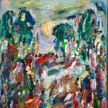 Painting titled "paysage naÏf.jpg" by Guy Departe, Original Artwork, Oil