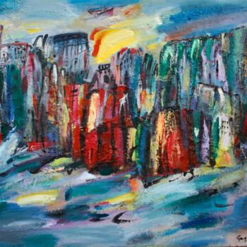 Painting titled "cité" by Guy Departe, Original Artwork