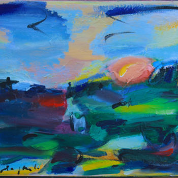Pintura intitulada "avec le soleil" por Guy Departe, Obras de arte originais, Óleo