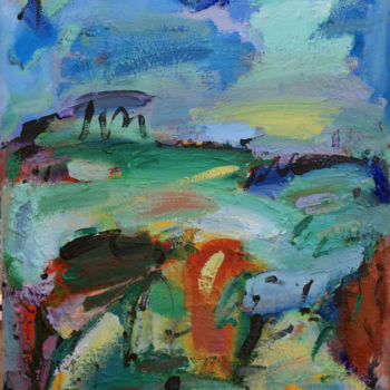 Peinture intitulée "matin bleu" par Guy Departe, Œuvre d'art originale, Huile