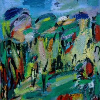 Painting titled "dans la campagne" by Guy Departe, Original Artwork, Oil