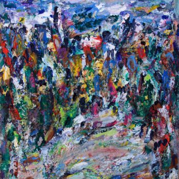 Painting titled "paysage de montagne" by Guy Departe, Original Artwork, Oil