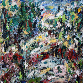 Peinture intitulée "paysage aux oliviers" par Guy Departe, Œuvre d'art originale, Huile