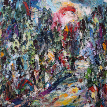 Malerei mit dem Titel "paysage au bassin" von Guy Departe, Original-Kunstwerk, Öl