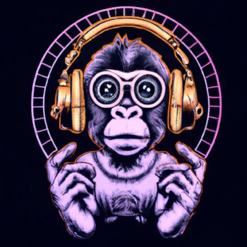 Arte digitale intitolato "Psychic monkey" da Guy Dorion, Opera d'arte originale, Immagine generata dall'IA