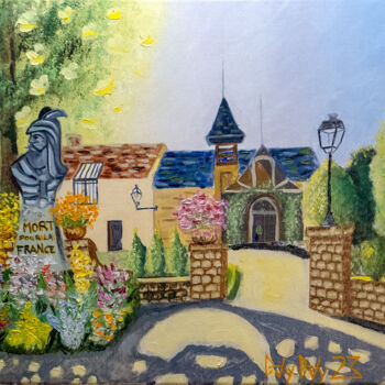 Painting titled "Eglise de Barbizon" by Guy Fitoussi, Original Artwork, Oil