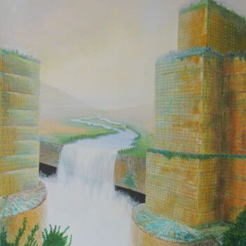 Peinture intitulée "paysage imaginaire" par Guy Fouinat, Œuvre d'art originale, Acrylique Monté sur Châssis en bois