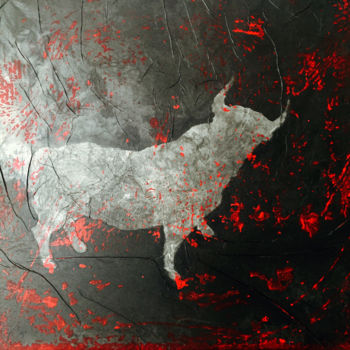 Malerei mit dem Titel "toros-in-the-dark-0…" von Guy Fouré, Original-Kunstwerk