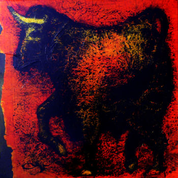 Malerei mit dem Titel "toros-en-marche-06.…" von Guy Fouré, Original-Kunstwerk, Acryl