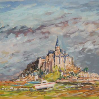Painting titled "Le Mont Saint Michel" by Guy Le Gendre, Original Artwork, Oil