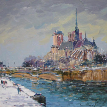 Malerei mit dem Titel "Notre dame de Paris" von Guy Le Gendre, Original-Kunstwerk, Öl