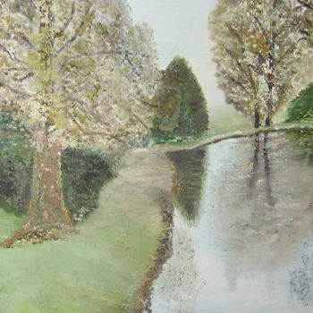 Peinture intitulée "Le parc du Sans-Sou…" par Guy Romedenne, Œuvre d'art originale, Huile Monté sur Châssis en bois