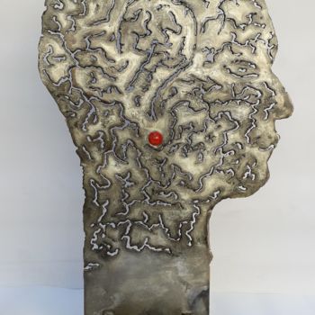 Sculpture intitulée "Bille en Tête" par Guy Romedenne, Œuvre d'art originale, Acier inoxydable