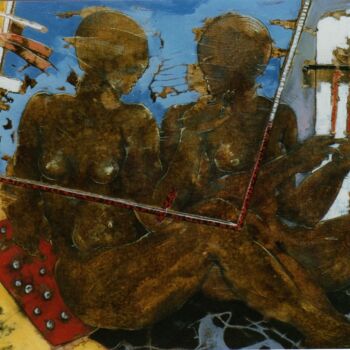 Картина под названием "Ulysse et Pénélope" - Guy Rubiella, Подлинное произведение искусства, Масло Установлен на Деревянная…