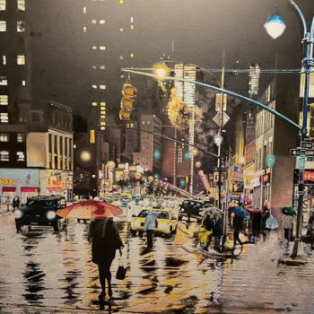 Картина под названием "Un soir de pluie" - Guy Sopkowiz, Подлинное произведение искусства, Масло Установлен на Деревянная ра…
