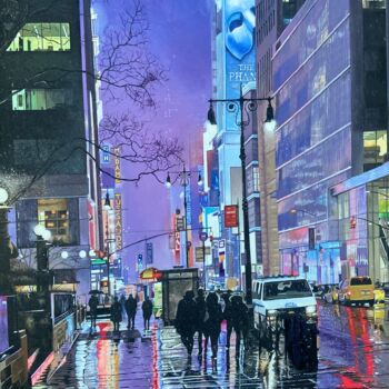 Картина под названием "Times Square" - Guy Sopkowiz, Подлинное произведение искусства, Масло Установлен на artwork_cat.